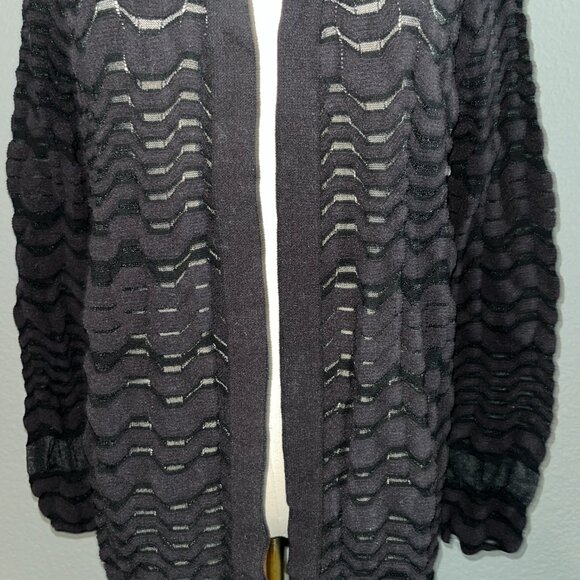 MISSONI BLACK ZIG ZAG PATTERN MESH OPEN CARDIGAN MADE IN ITALY EUC IT48 = US 12 - Picture 3 of 15